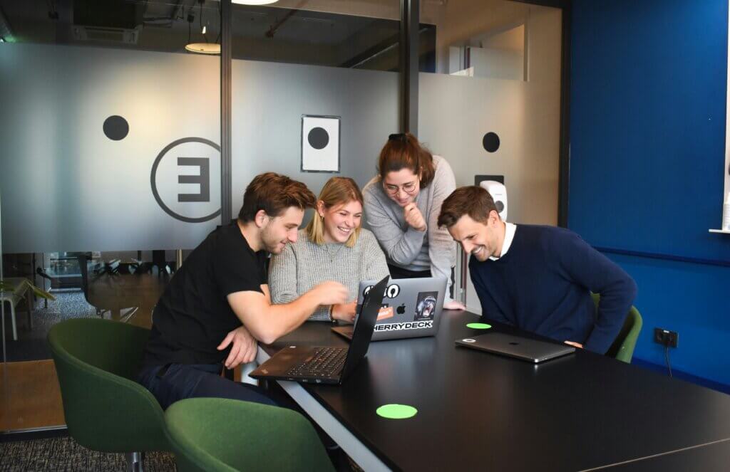 Chicago web design team meeting with a client